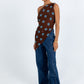 Umika Top - Chocolate/Blue Polka Dot