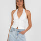 Marnie Halter Top - White Pinstripe