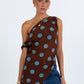 Umika Top - Chocolate/Blue Polka Dot