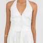 Marnie Halter Top - White Pinstripe