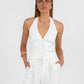 Marnie Halter Top - White Pinstripe