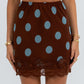 Quorra Skirt - Chocolate/Blue Polka Dot