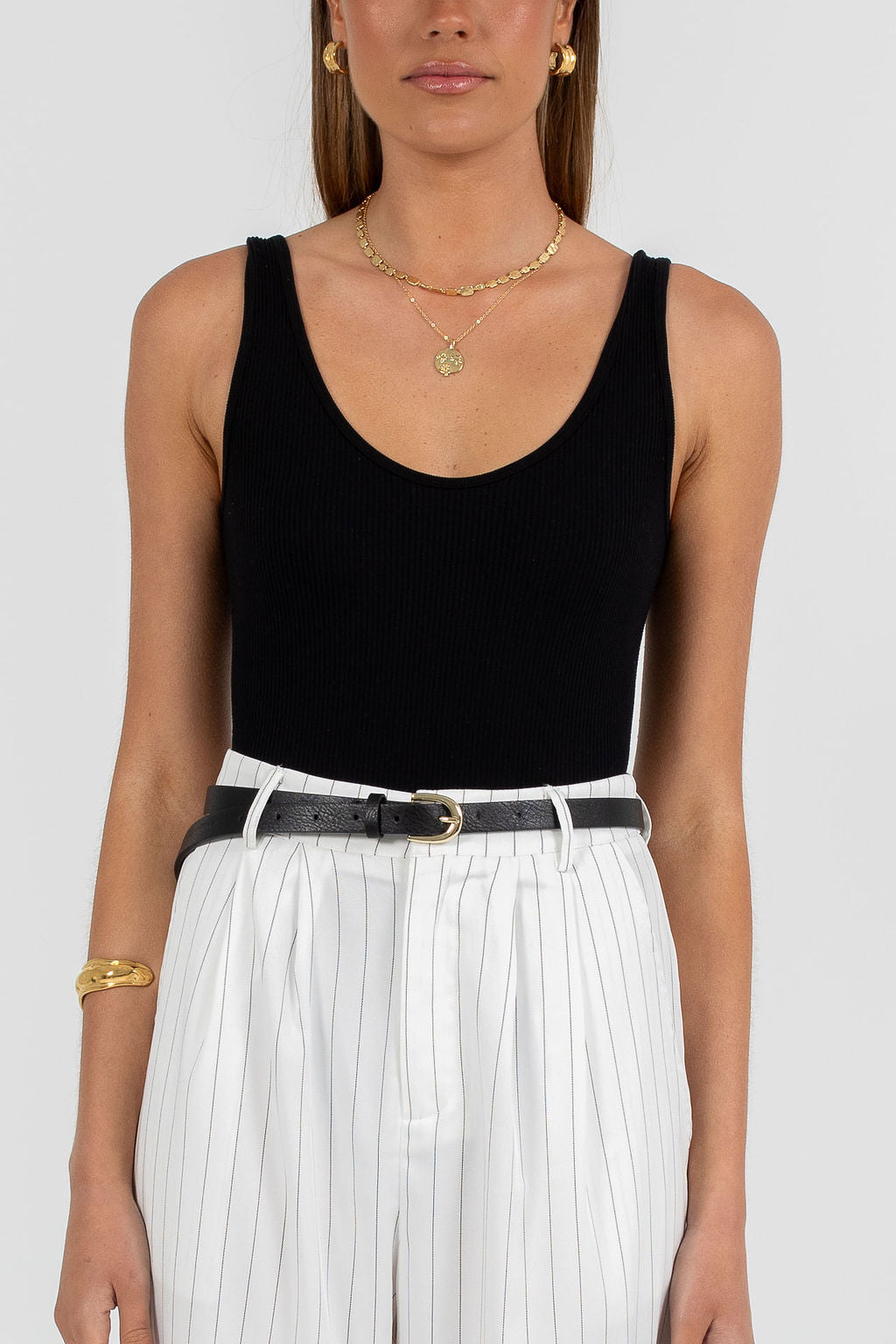 Cerlah Tailored Pants - White Pinstripe