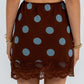 Quorra Skirt - Chocolate/Blue Polka Dot
