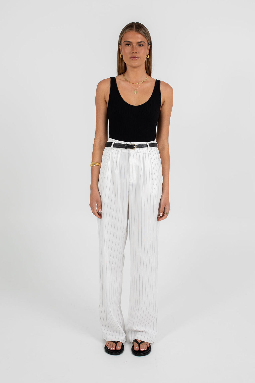 Cerlah Tailored Pants White Pinstripe