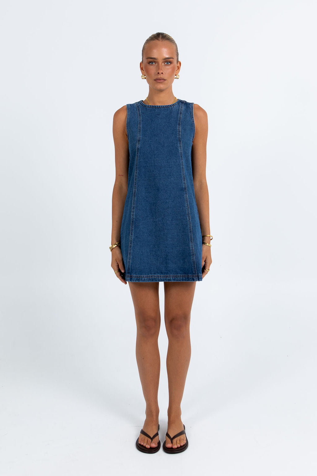 Blaire Mini Denim Dress - Dark Wash Blue
