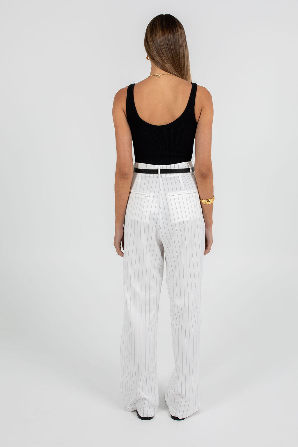 Cerlah Tailored Pants - White Pinstripe