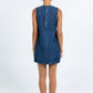 Blaire Mini Denim Dress - Dark Wash Blue
