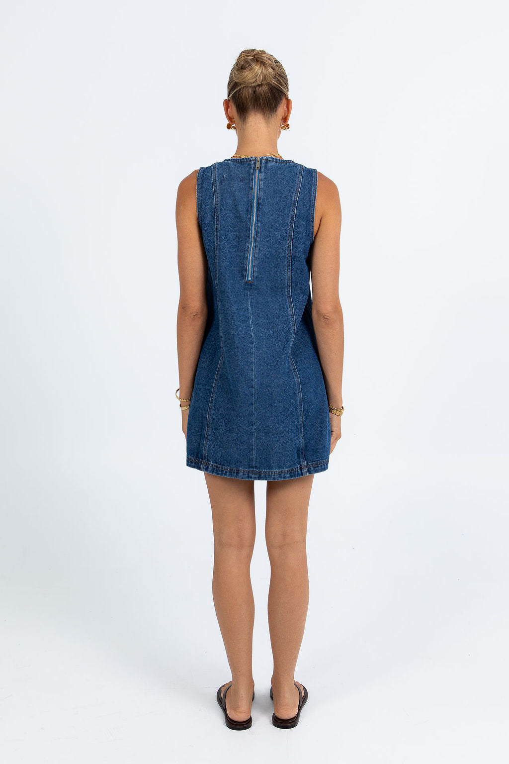 Blaire Mini Denim Dress - Dark Wash Blue