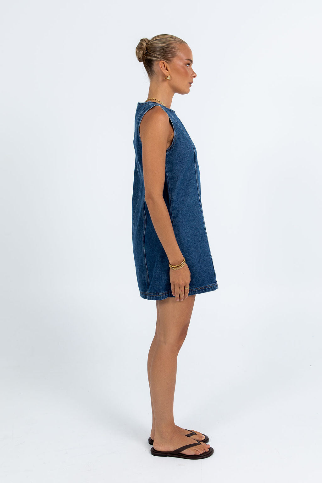 Blaire Mini Denim Dress Dark Blue Wash