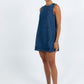Blaire Mini Denim Dress - Dark Wash Blue