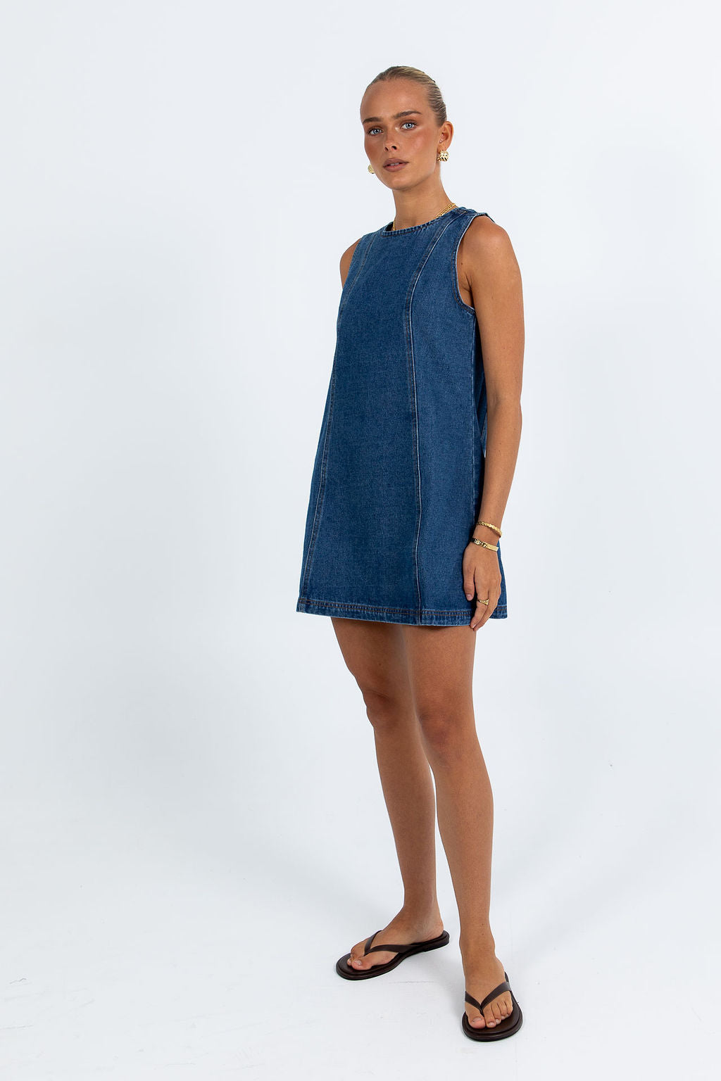 Blaire Mini Denim Dress - Dark Wash Blue