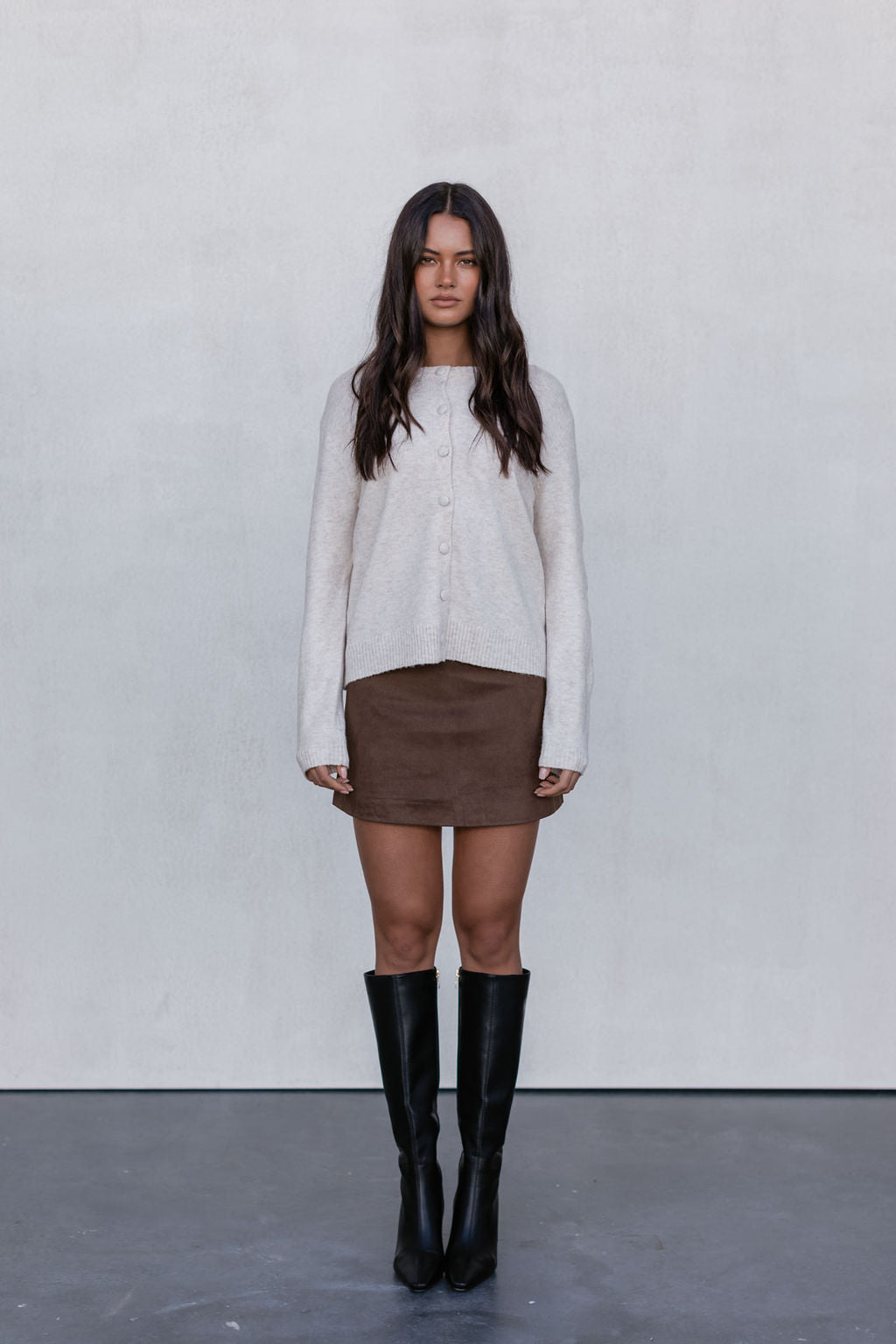 Vanessa Knit Cardigan - Beige Marle