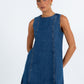 Blaire Mini Denim Dress - Dark Wash Blue