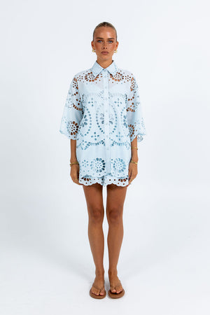 Yueli Short Powder Blue Sicily Lace