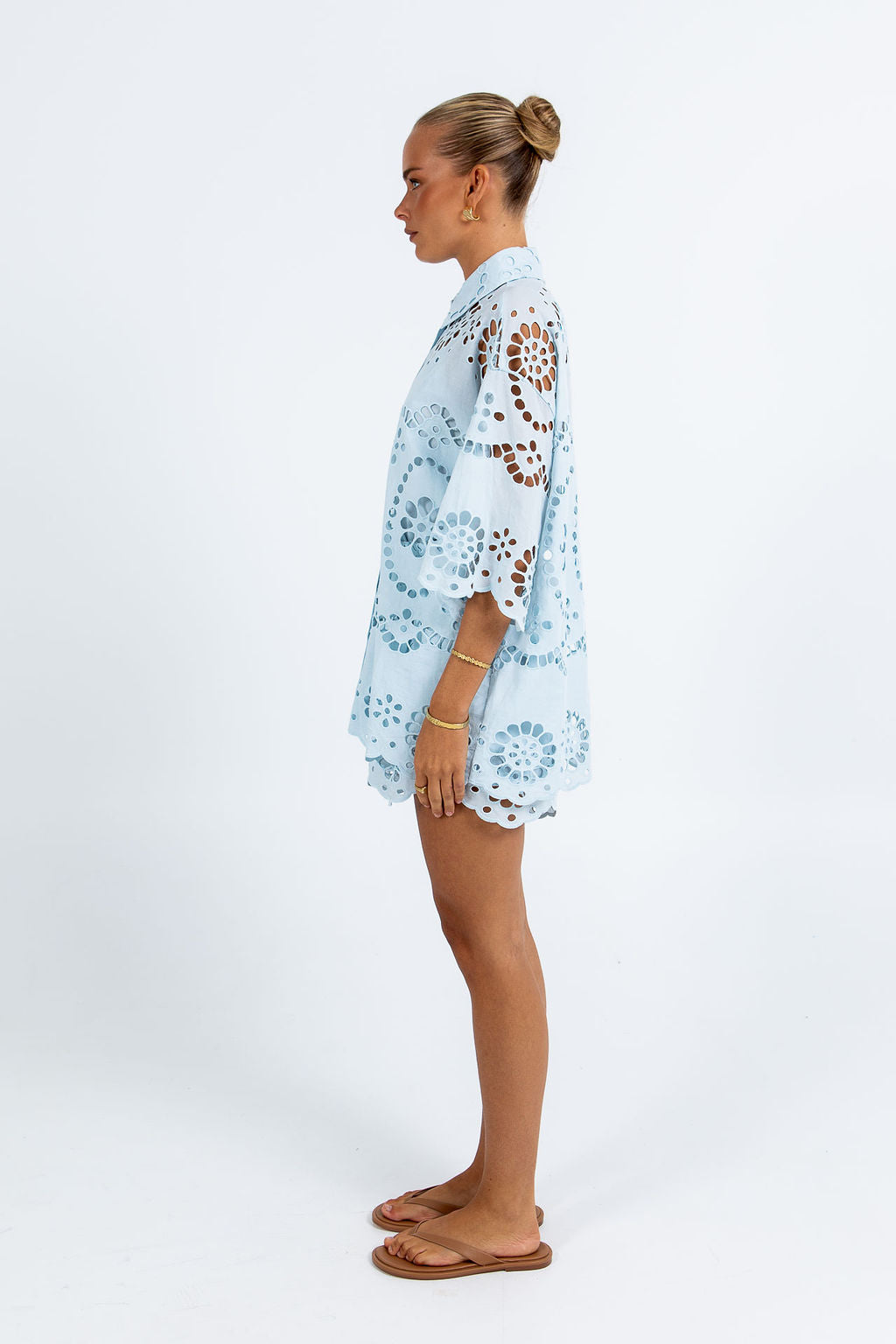 Immy Shirt - Powder Blue Sicily Lace