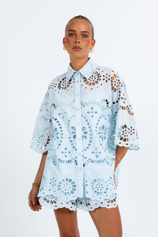 Immy Shirt - Powder Blue Sicily Lace
