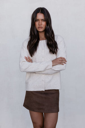 Vanessa Knit Cardigan - Beige Marle