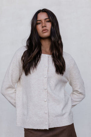 Vanessa Knit Cardigan - Beige Marle