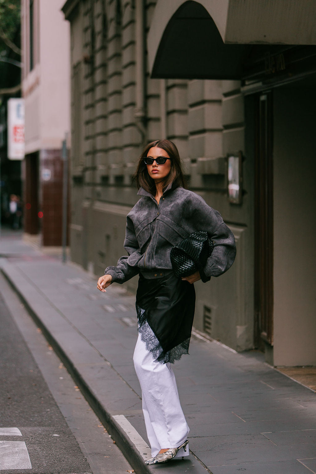 PRE ORDER Aliyah Bomber Jacket Charcoal