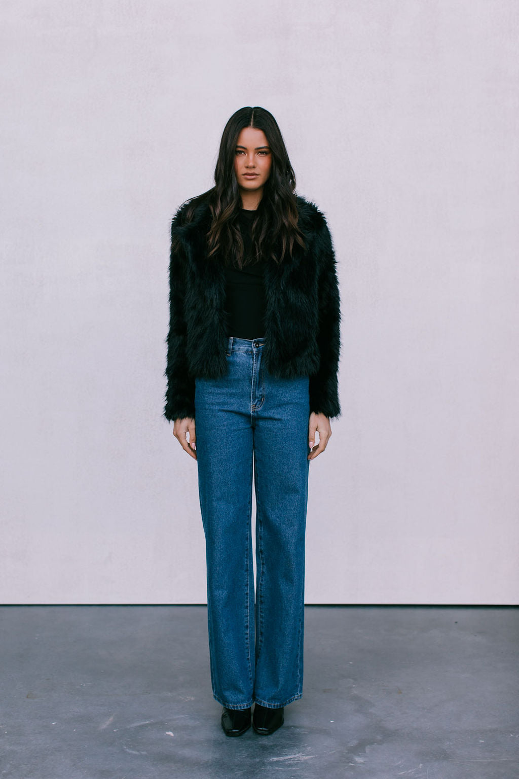 Delilah Vegan Fur Jacket Black