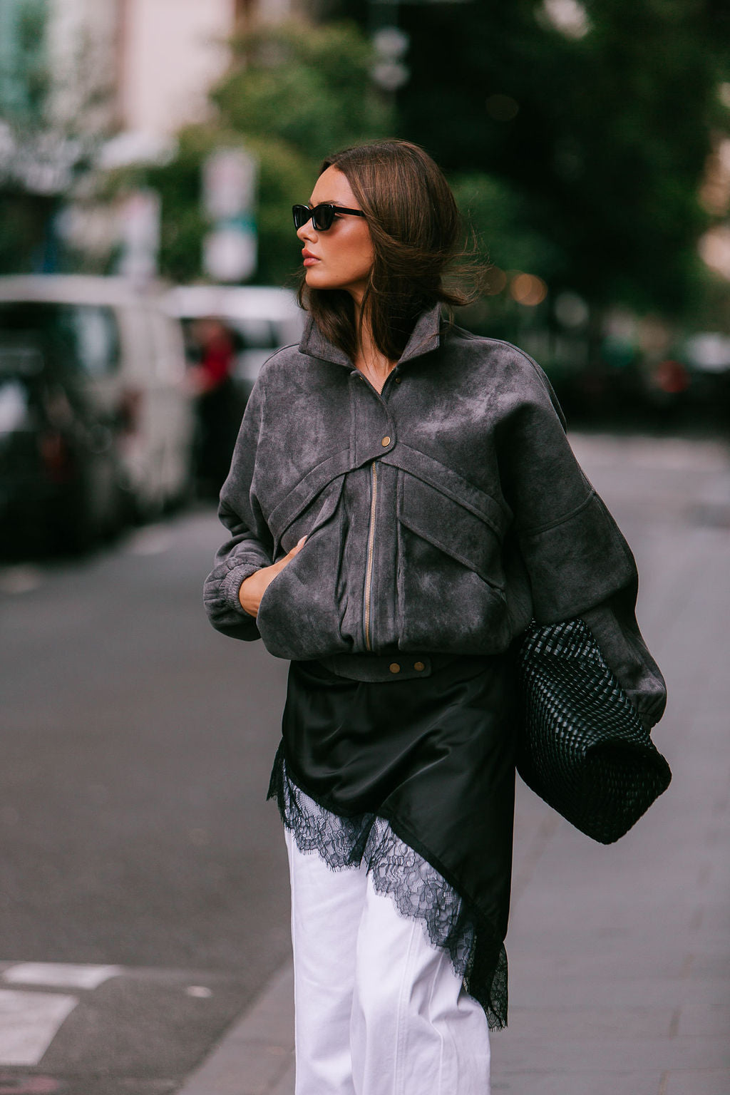 PRE ORDER Aliyah Bomber Jacket Charcoal