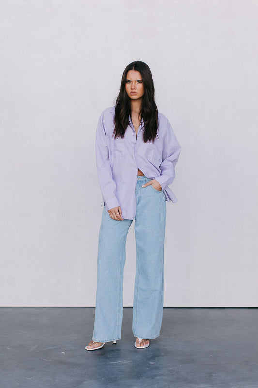 Saint Oversized Shirt - Lilac/Peach Stripe