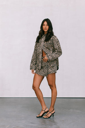 Hallie Shacket - Leopard Denim