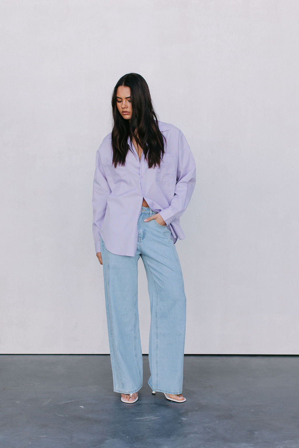 Saint Oversized Shirt - Lilac/Peach Stripe