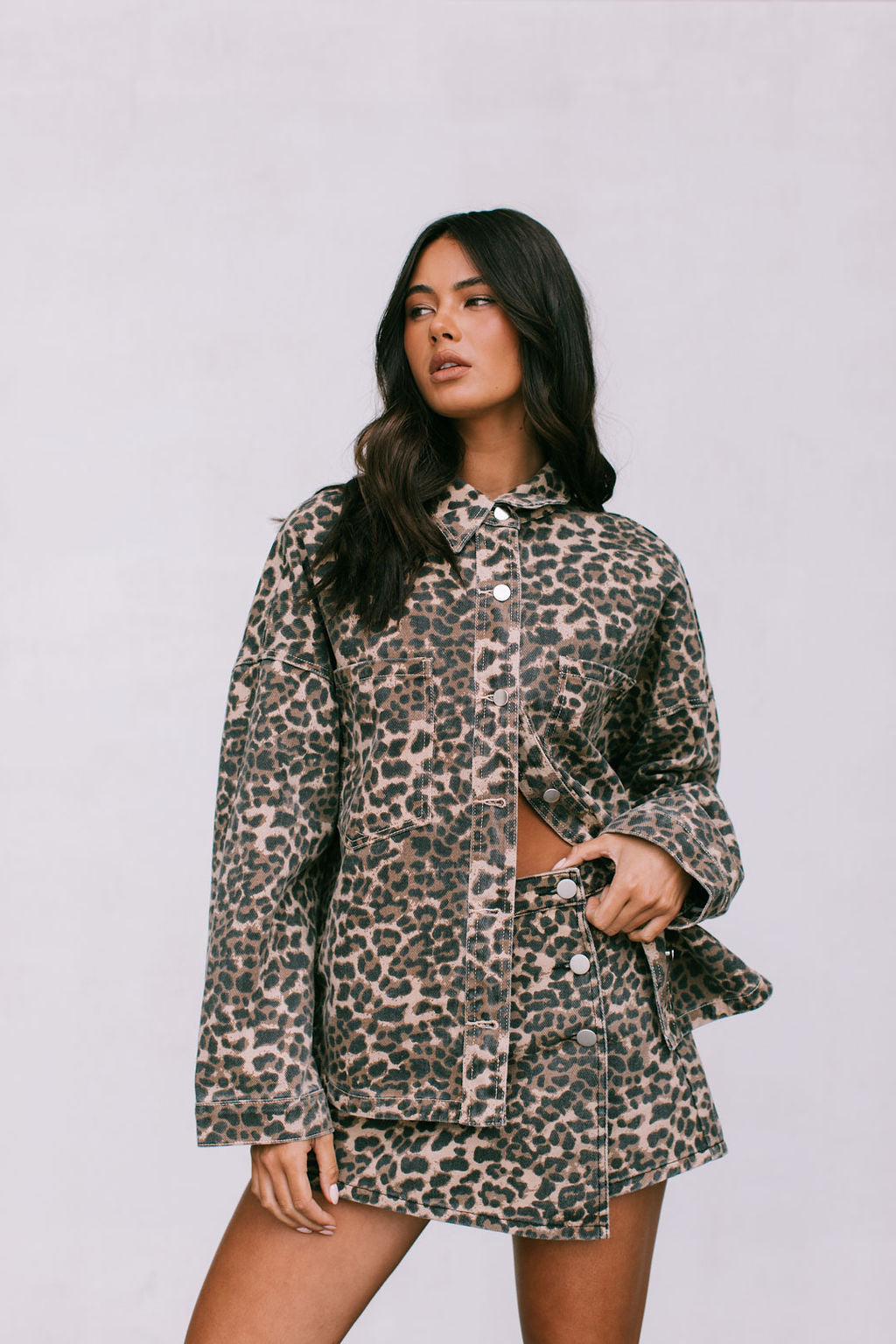 Hallie Shacket - Leopard Denim