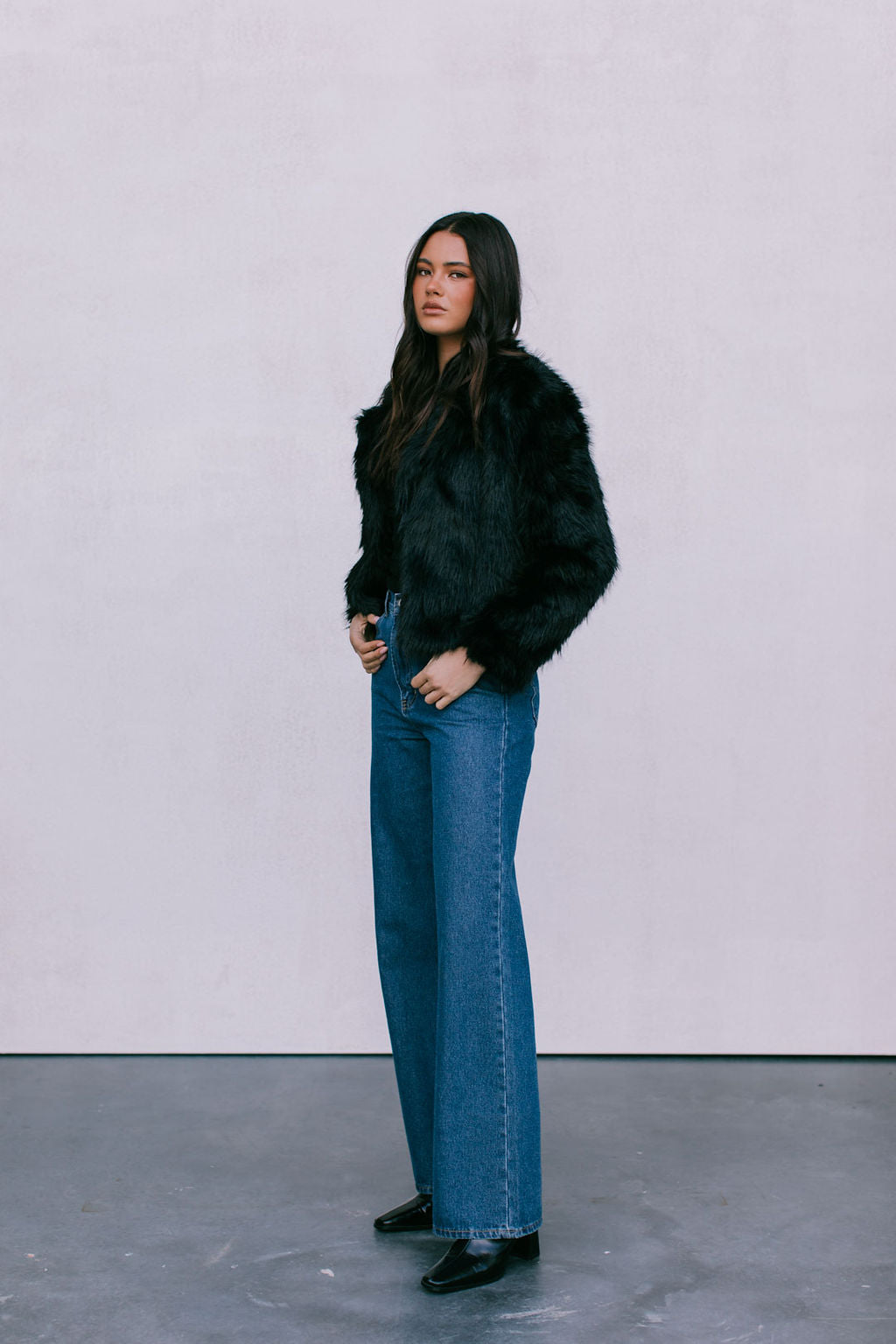 Delilah Vegan Fur Jacket Black