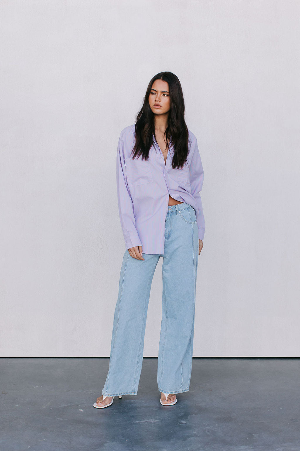 Saint Oversized Shirt - Lilac/Peach Stripe
