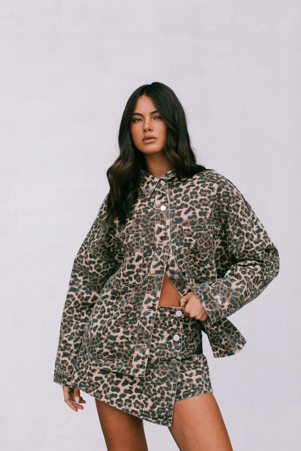 Hallie Shacket - Leopard Denim