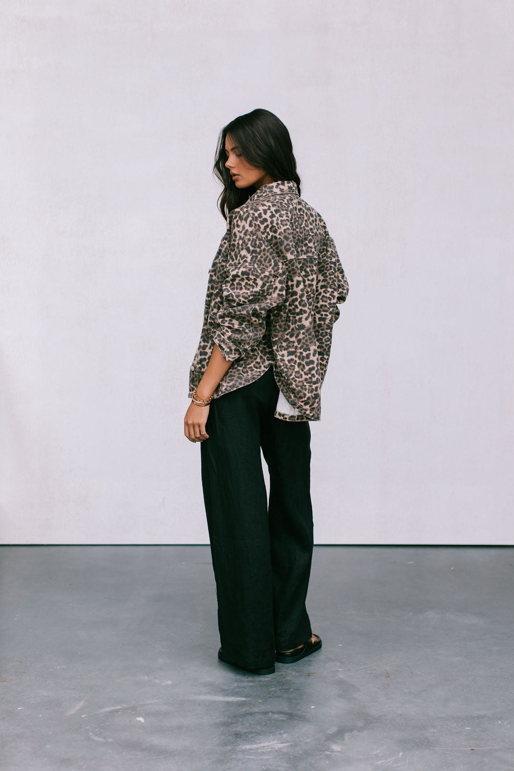 Hallie Shacket - Leopard Denim