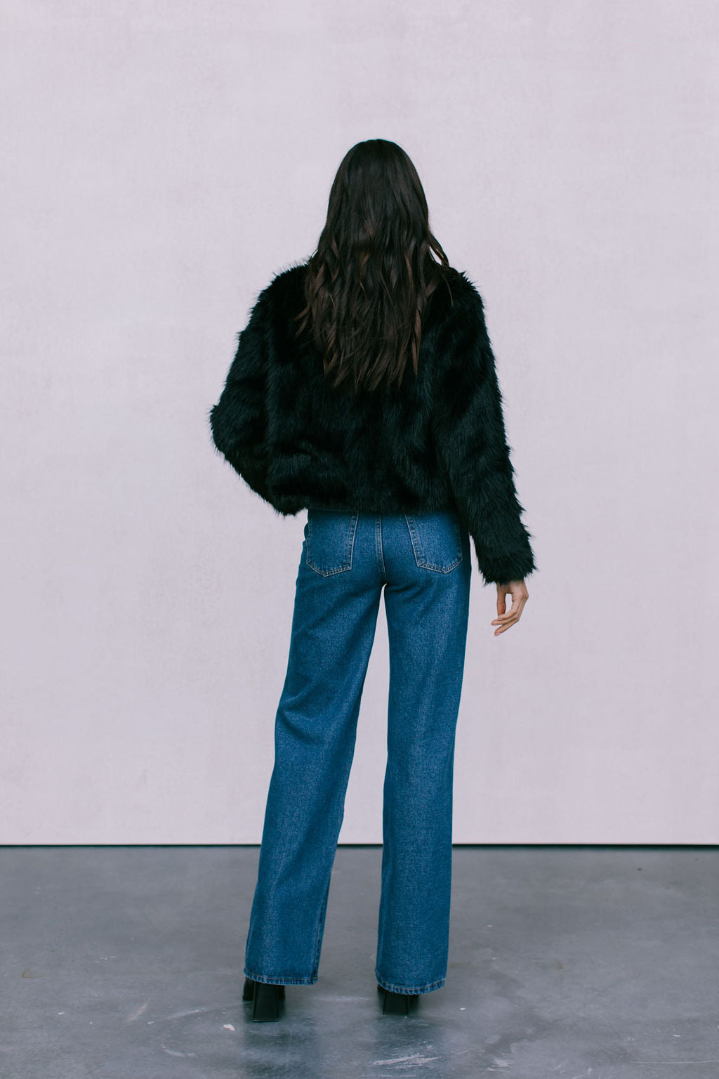 Delilah Vegan Fur Jacket Black