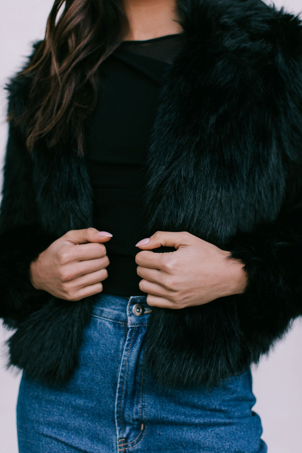 Delilah Vegan Fur Jacket Black