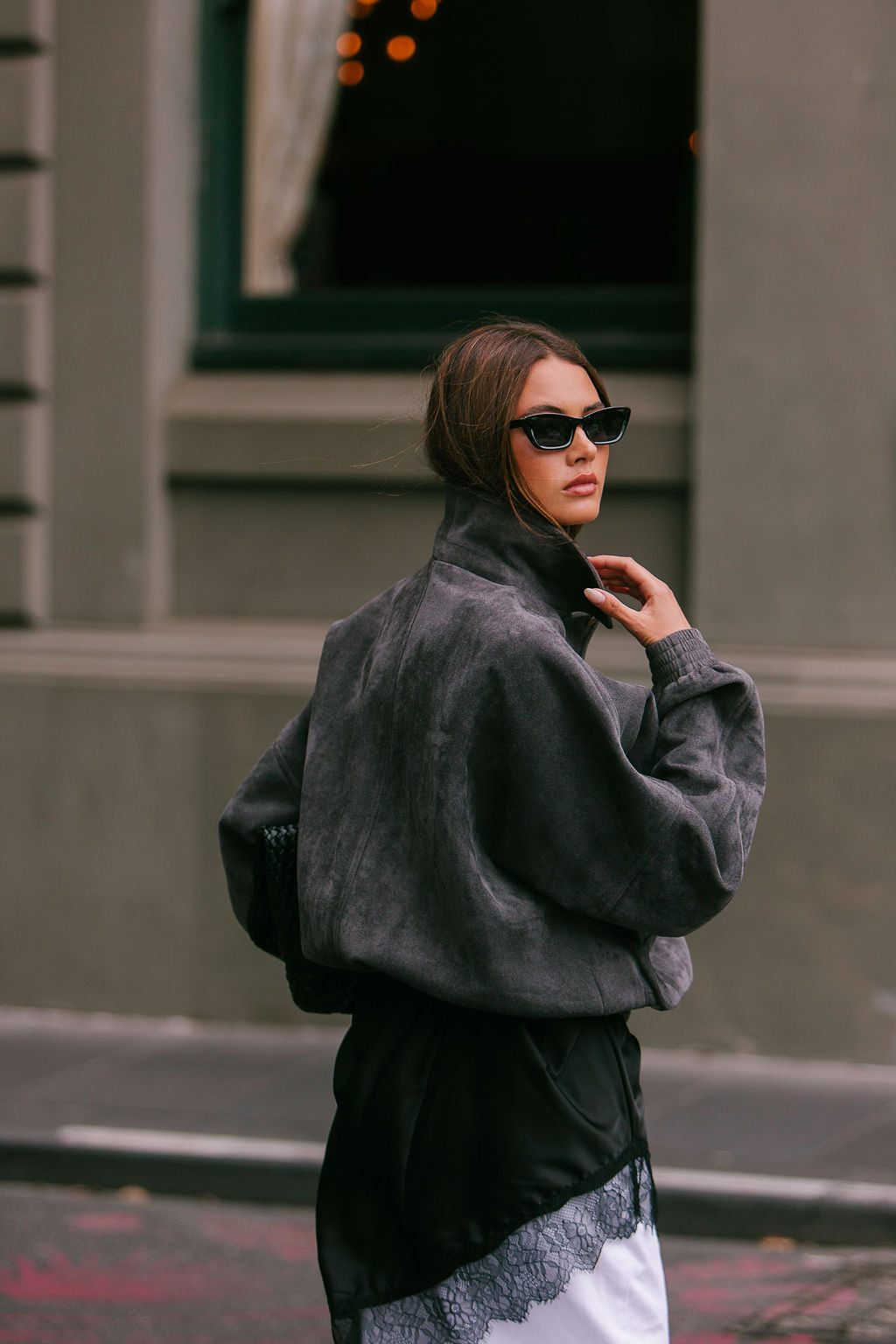 PRE ORDER Aliyah Bomber Jacket Charcoal
