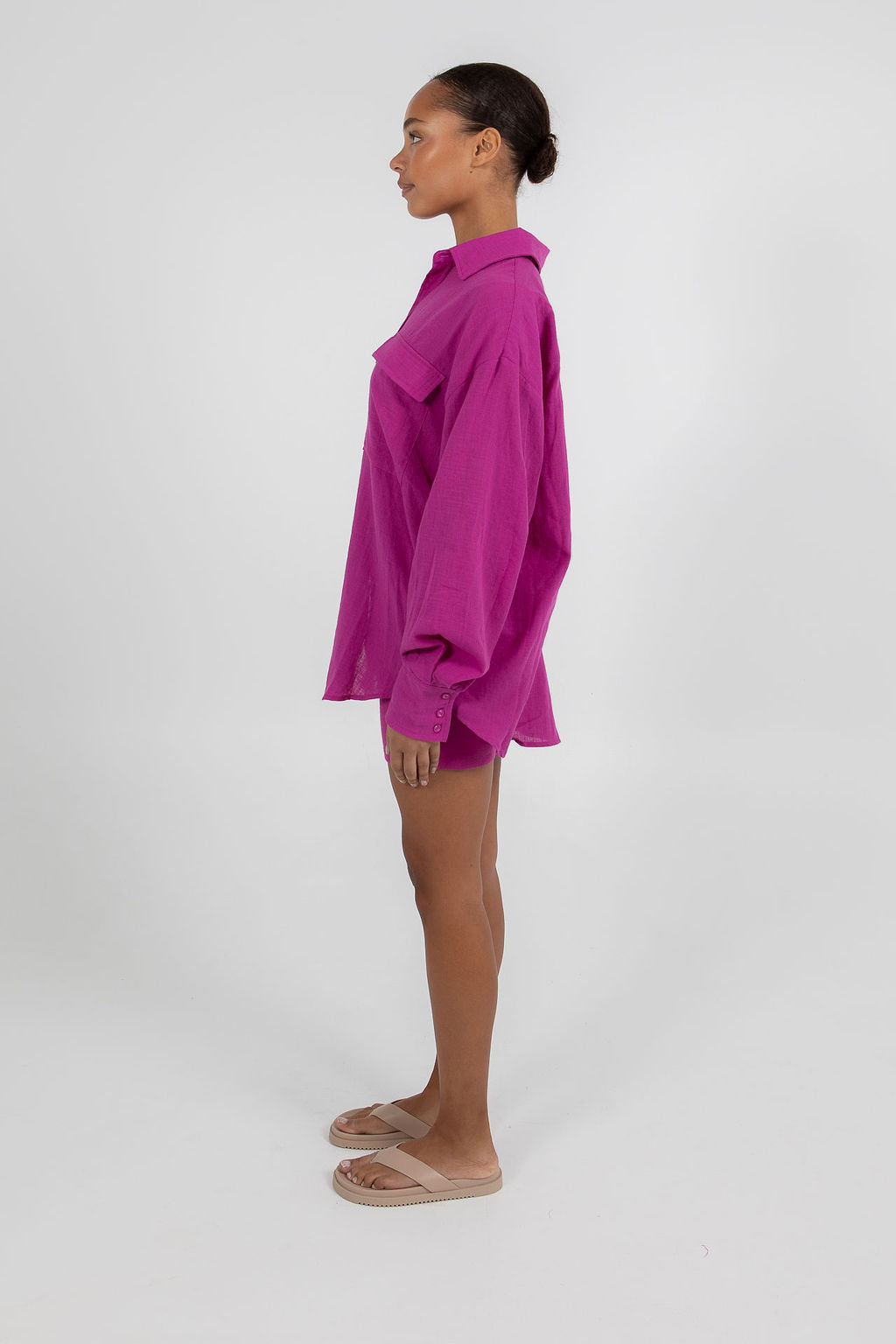 Rosette Oversized Shirt - Magenta