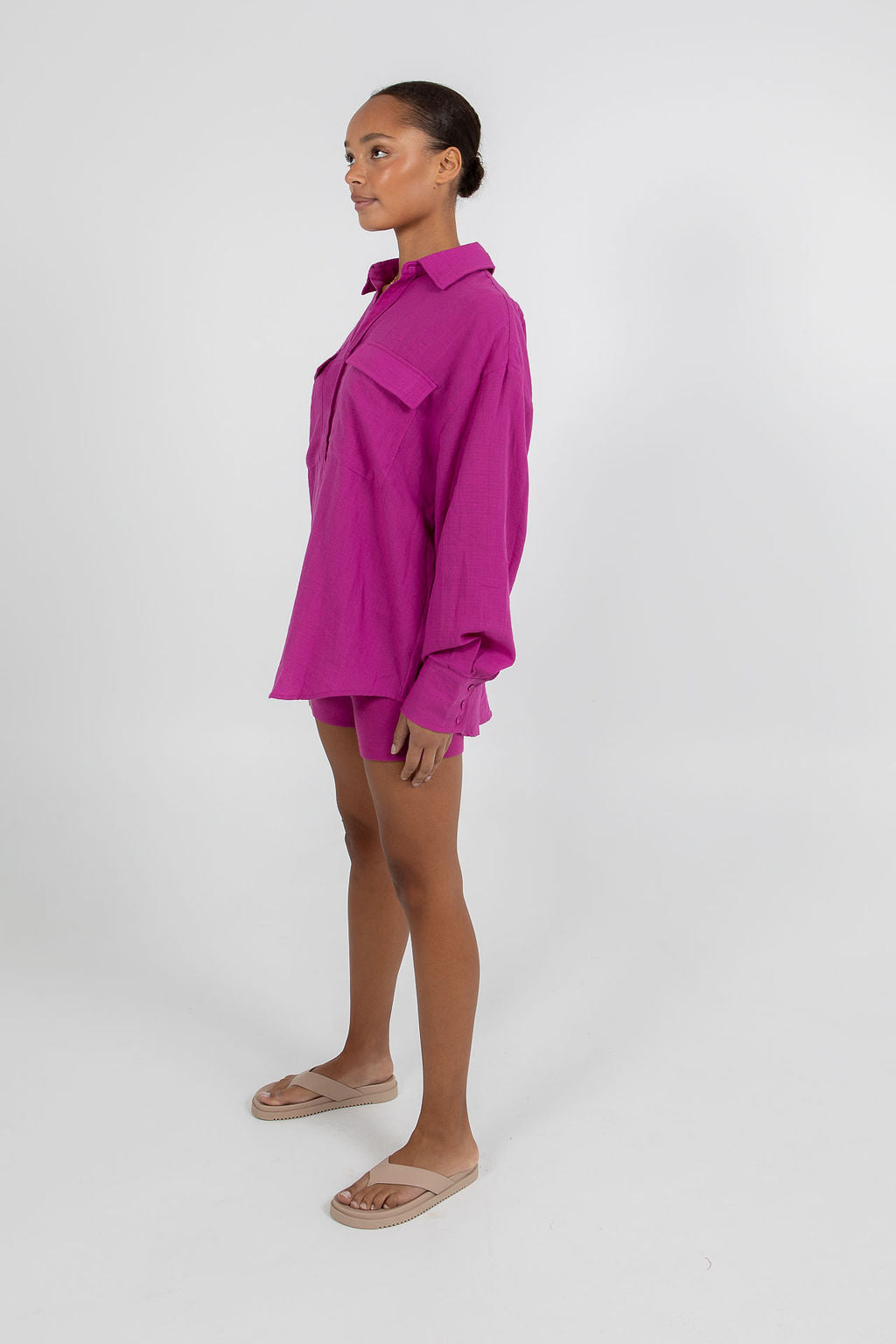 Rosette Oversized Shirt - Magenta