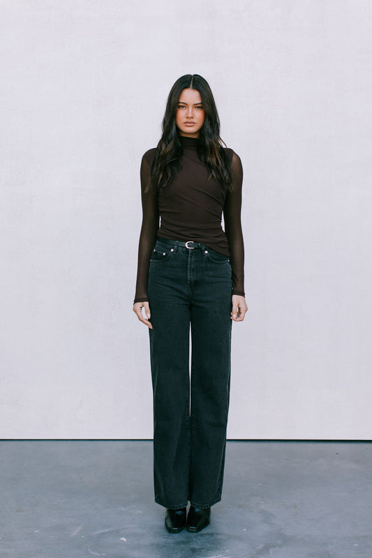 Dakitah Long-sleeve Top - Espresso Brown Mesh