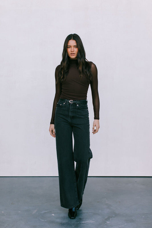 Dakitah Long-sleeve Top - Espresso Brown Mesh