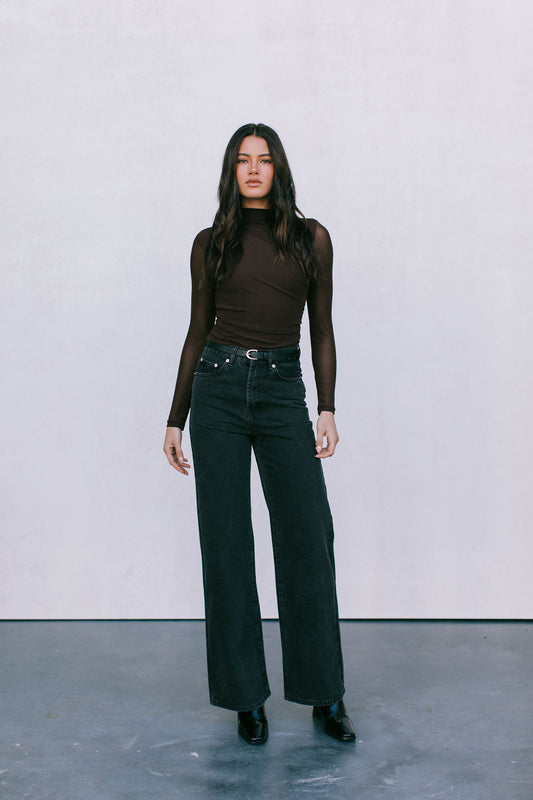 Dakitah Long-sleeve Top - Espresso Brown Mesh