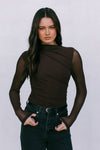 Dakitah Long-sleeve Top - Espresso Brown Mesh