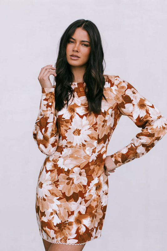 Molto Mini Dress - Rust Floral