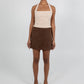 Jetta Mini Skirt - Chocolate Brown Suede Look