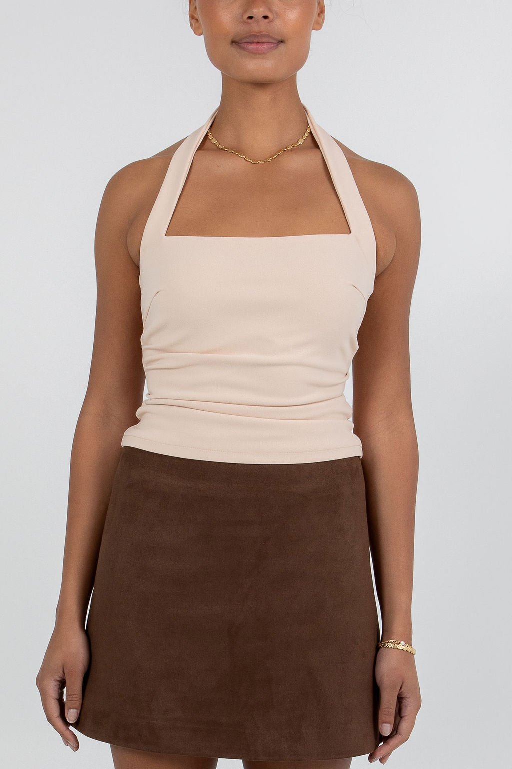 Jetta Mini Skirt - Chocolate Brown Suede Look