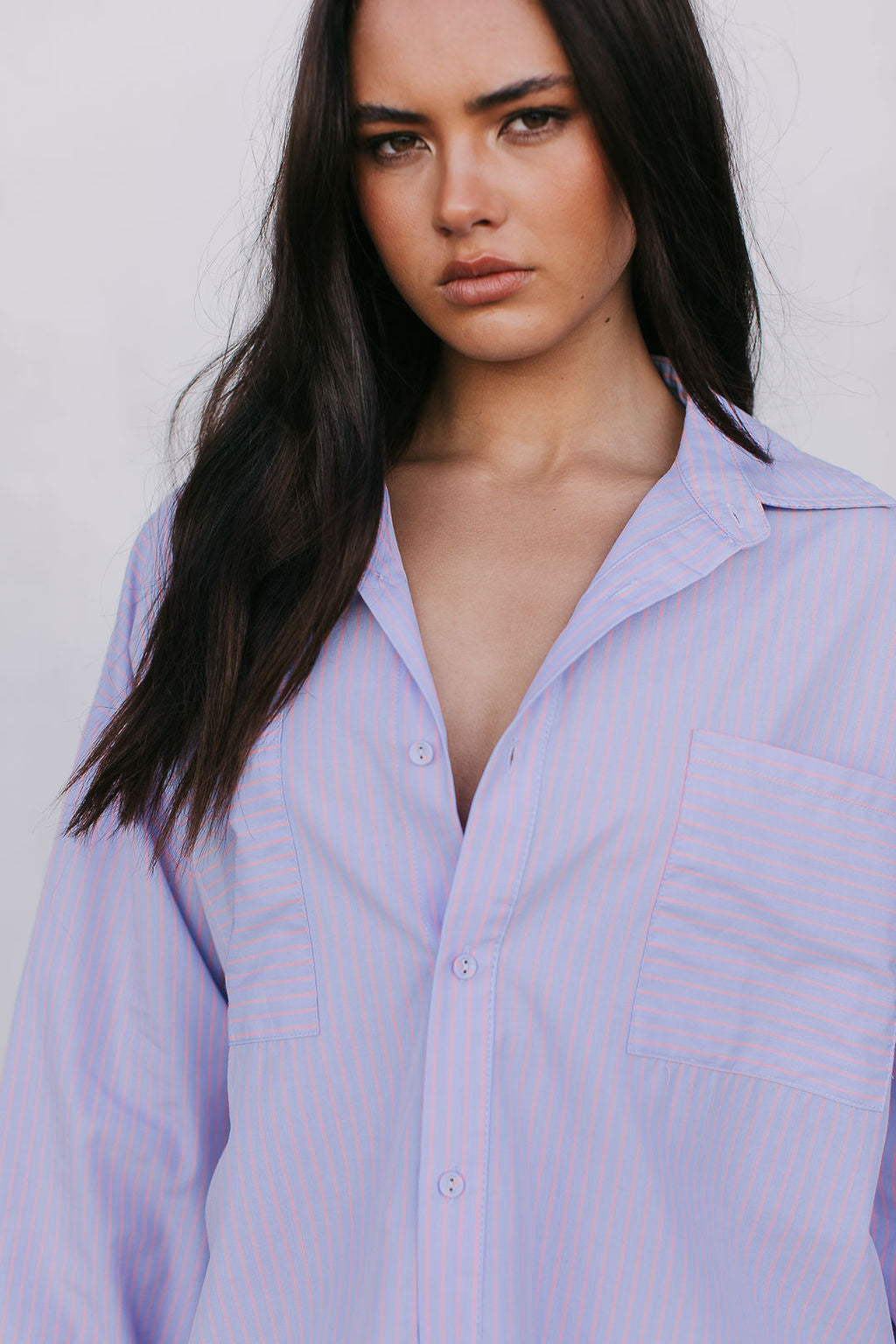 Saint Oversized Shirt - Lilac/Peach Stripe