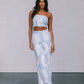 Walha Set - Ivory/Blue Fan Print