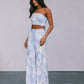 Walha Set - Ivory/Blue Fan Print