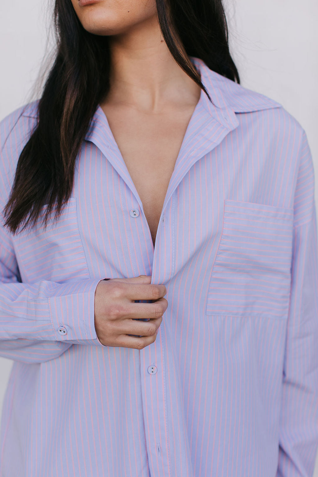 Saint Oversized Shirt - Lilac/Peach Stripe